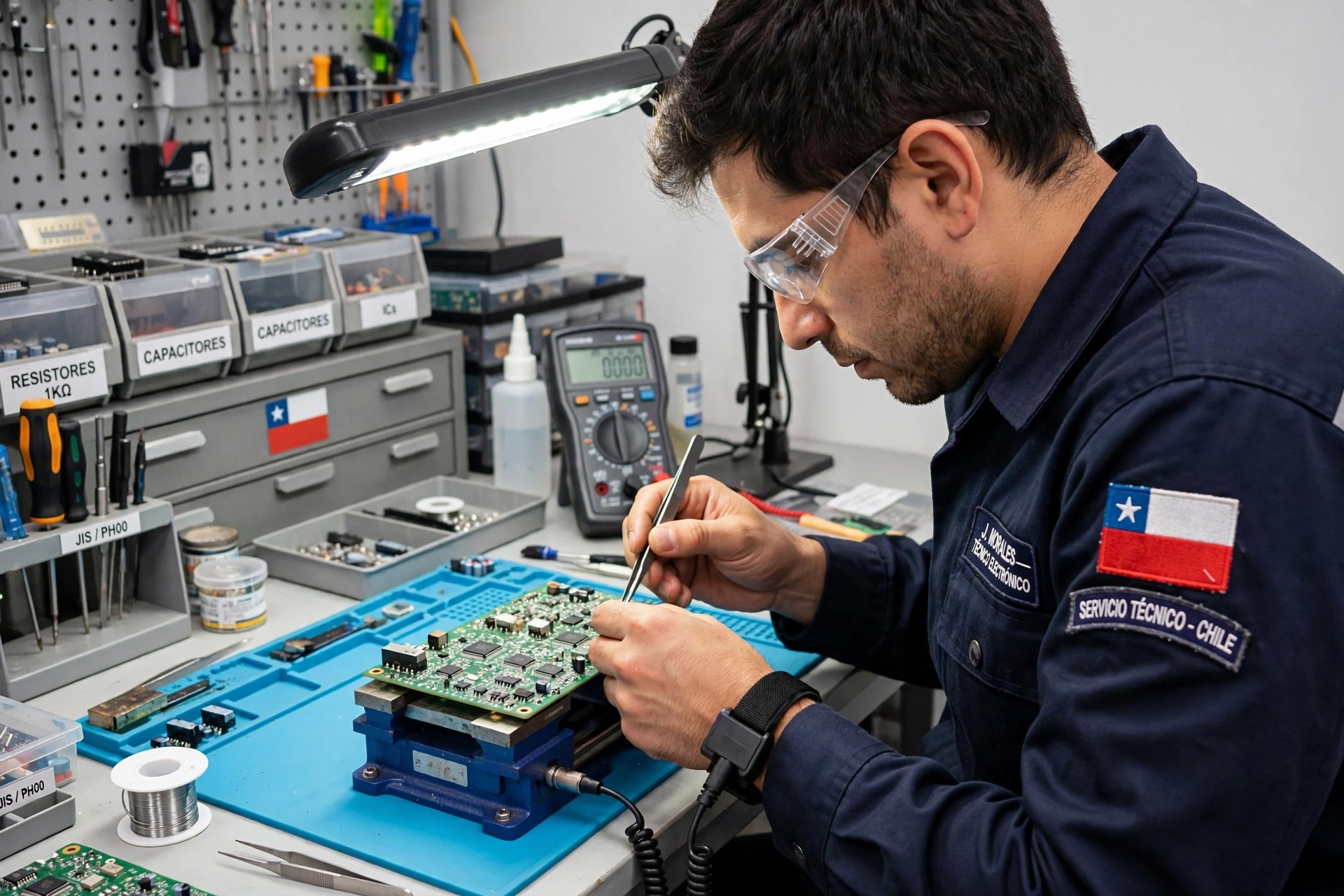 Técnico PC Electrónica trabajando